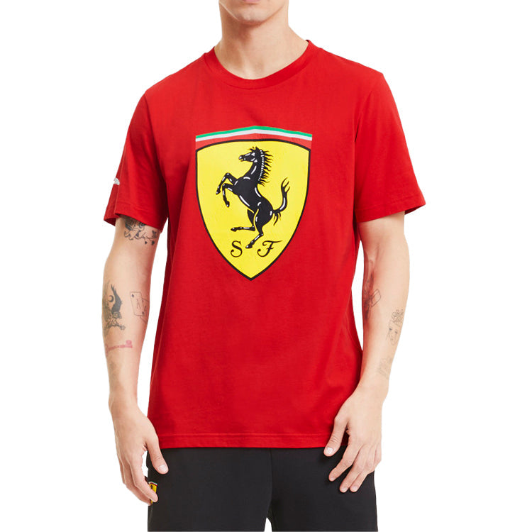 PUMA Ferrari Race Big Shieldtee+ Printing Short Sleeve Racing Red T-Shirt 597956-01