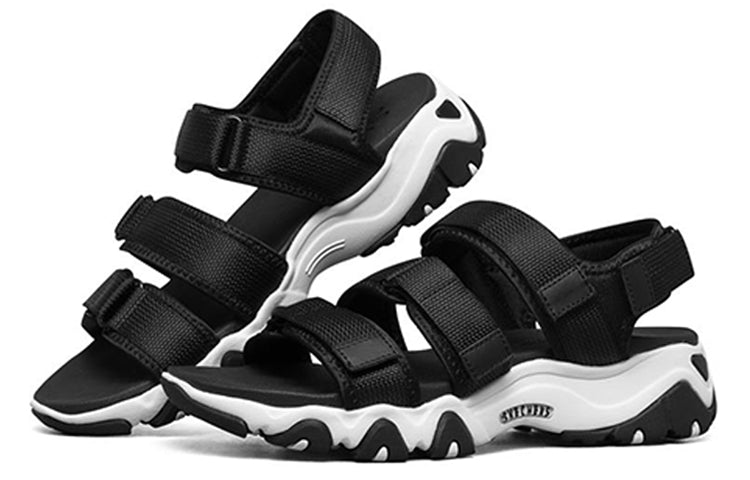 (WMNS) Skechers D lites 2.0 3 Straps Sandals 'Black White' 66666284-BLK