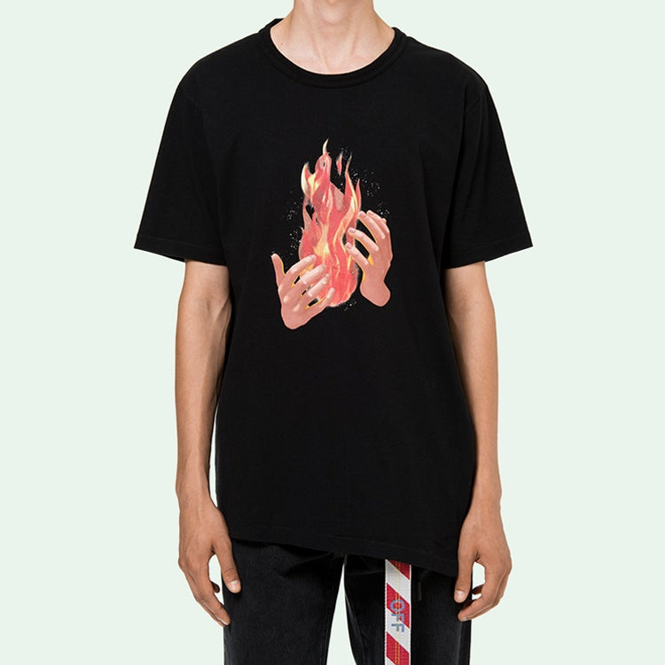 Off-White Virgil Abloh Black Diag Fire Short Sleeve OMAA032S181850781088