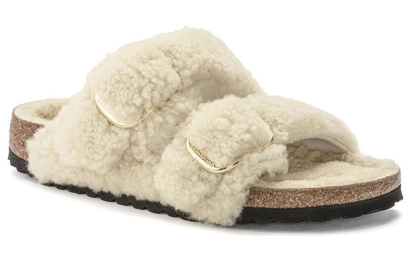 (WMNS) Birkenstock Arizona Big Buckle Shearling Narrow Fit 'Teddy Eggshell' 1023130