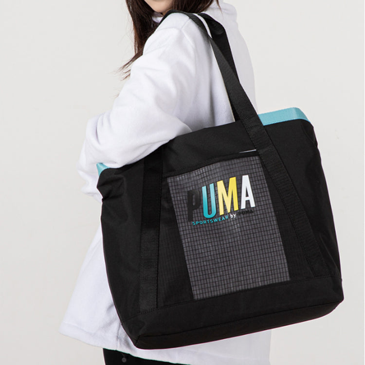(WMNS) PUMA Prime Street Large Shopper Bag 'Black Blue White Yellow' 078754-01