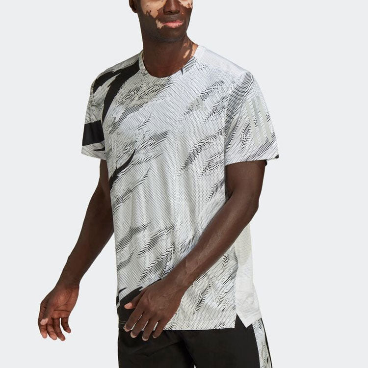 adidas Own The Run Tiger Camo Running Tee 'White Black' HC0418