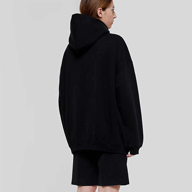 (WMNS) Balenciaga Pattern Loose Version Hoodie Sports Black 620947TIV801000
