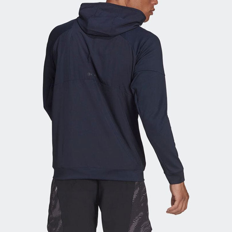 Men's adidas Zipper Hooded Long Sleeves Jacket Japanese Version Blue HC4252