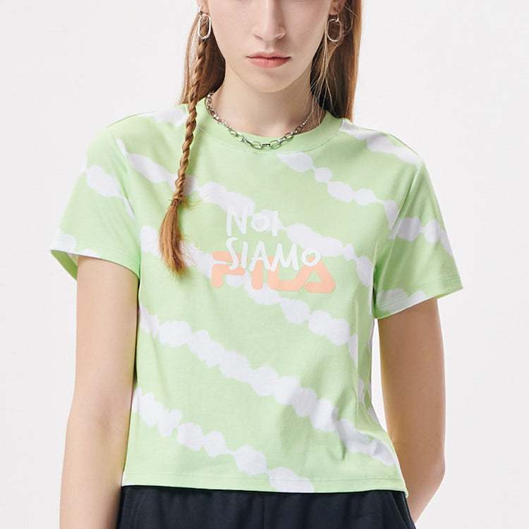 FILA FUSION Contrasting Colors Printing Slim Fit Knit Short Sleeve Green T11W131102F-LG