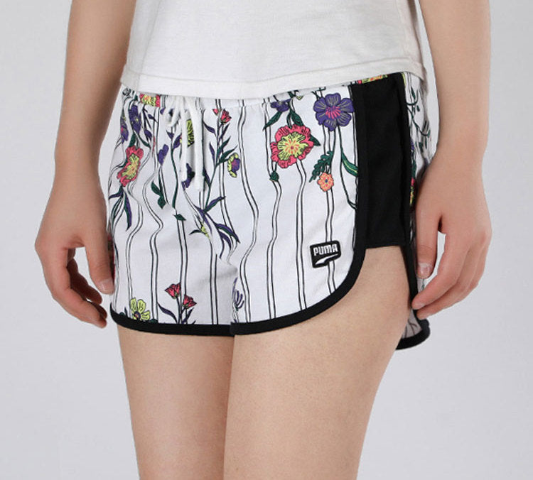 (WMNS) PUMA Casual Sports Lacing Flowers Knit Shorts White 597467-02