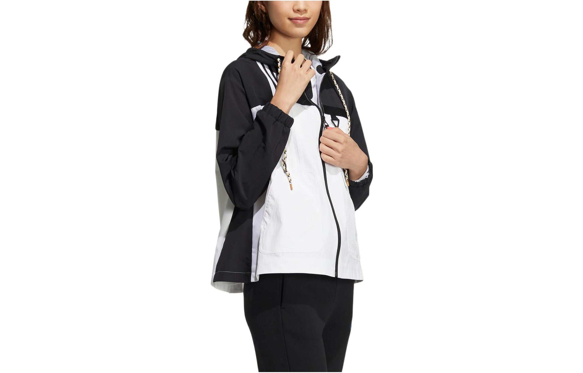 (WMNS) adidas Neo Util Windbreaker Jackets 'Black White' HN2321