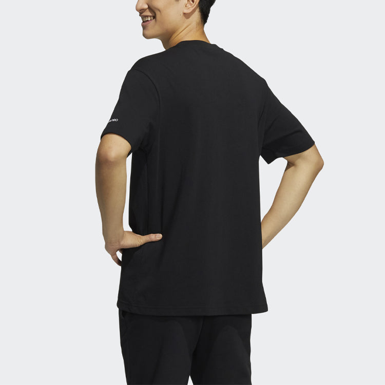 adidas neo M Splf Tee 1 Cartoon Printing Sports Loose Round Neck Short Sleeve Black HC3832