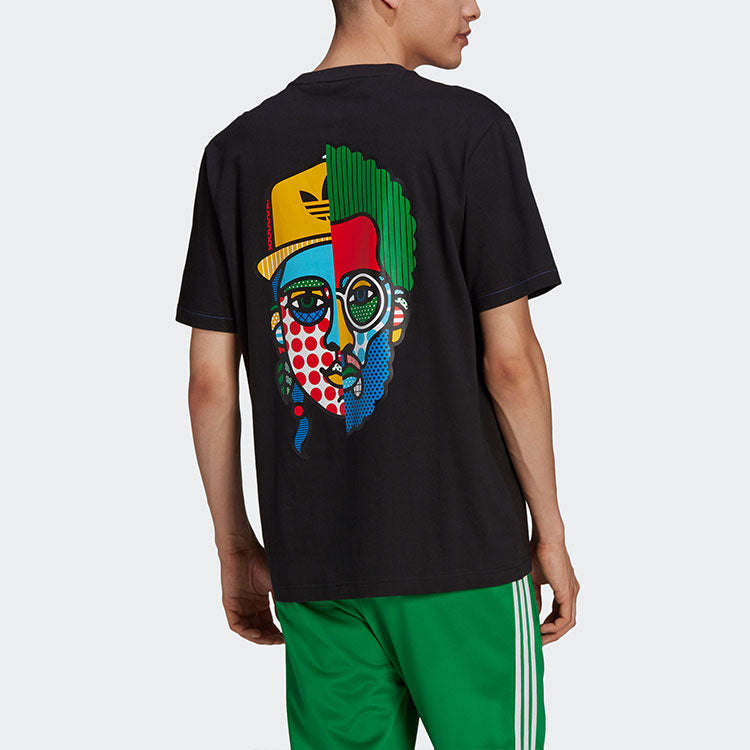 adidas originals Artist Tee Ss Back Printing Casual Round Neck Short Sleeve Black HA4690