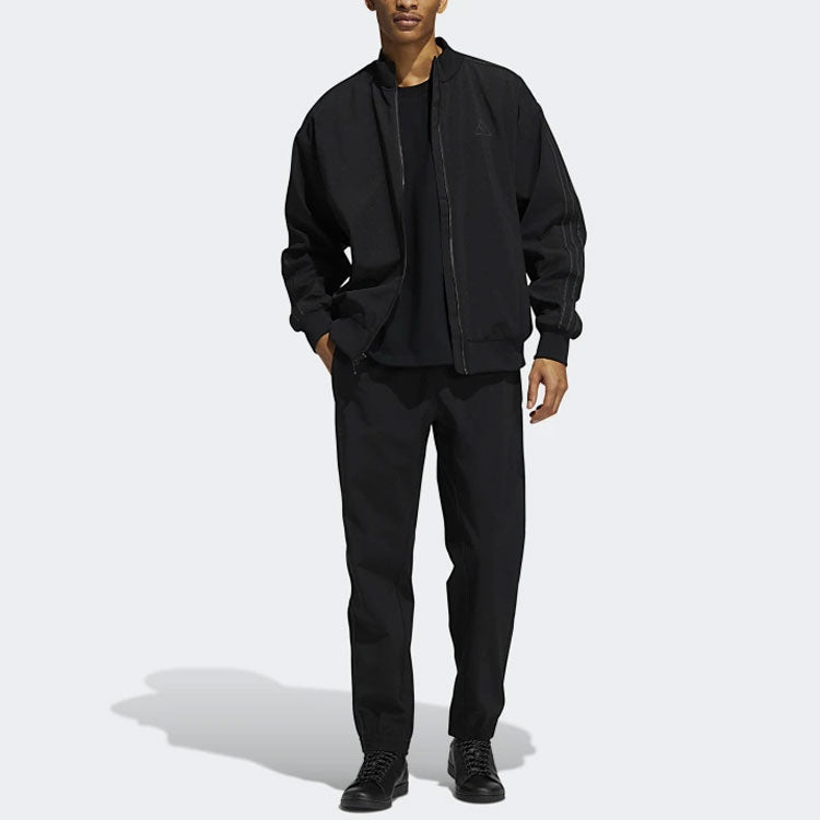 adidas originals Pw Tt ribbed Cuff Reflective Printing Sports Stand Collar Jacket Black GU1368