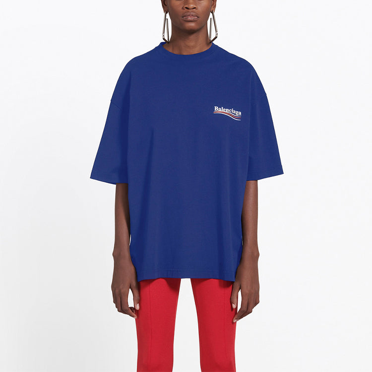 Balenciaga Political Campaign Printing Large Version Short Sleeve Royal blue 518213TAV444540