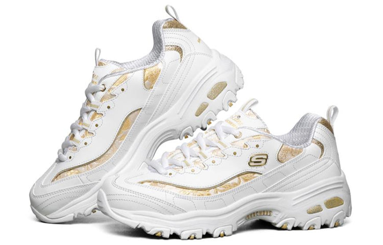 (WMNS) Skechers D lites 1.0 White/Gold 13091-WHT