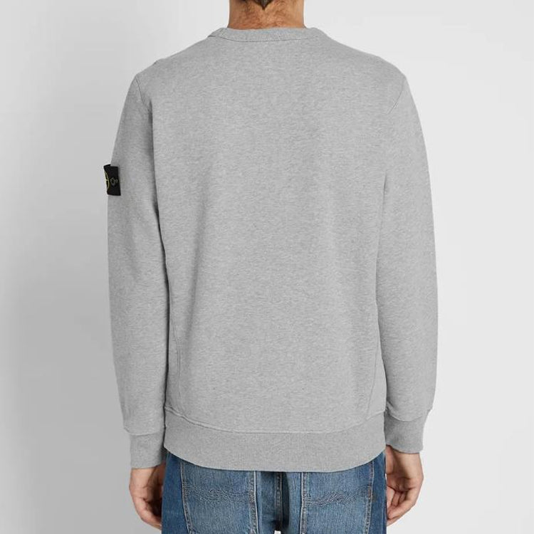 Men's STONE ISLAND Garment Dyed logo Sleeve Round Neck Gray 711562720-V0M64