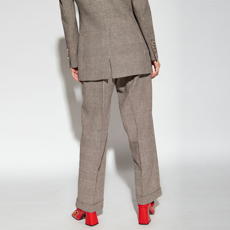 (WMNS) Gucci Checked Linen Cropped Trousers 'Brown' 703095-ZAA5R-2185