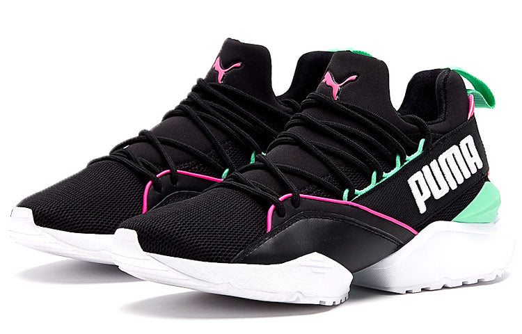 (WMNS) PUMA Muse Maia Street 1 Low-Top Running Shoes Black/Green 367355-01