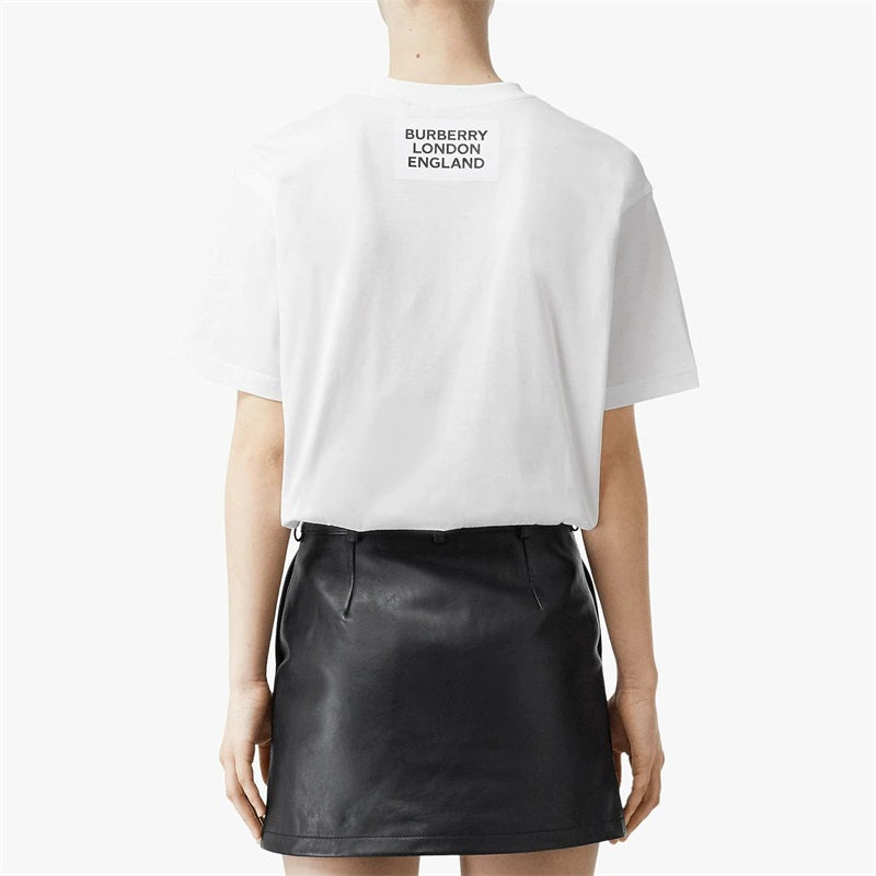 (WMNS) Burberry Deer Printing Cotton Loose Short Sleeve White 80136641