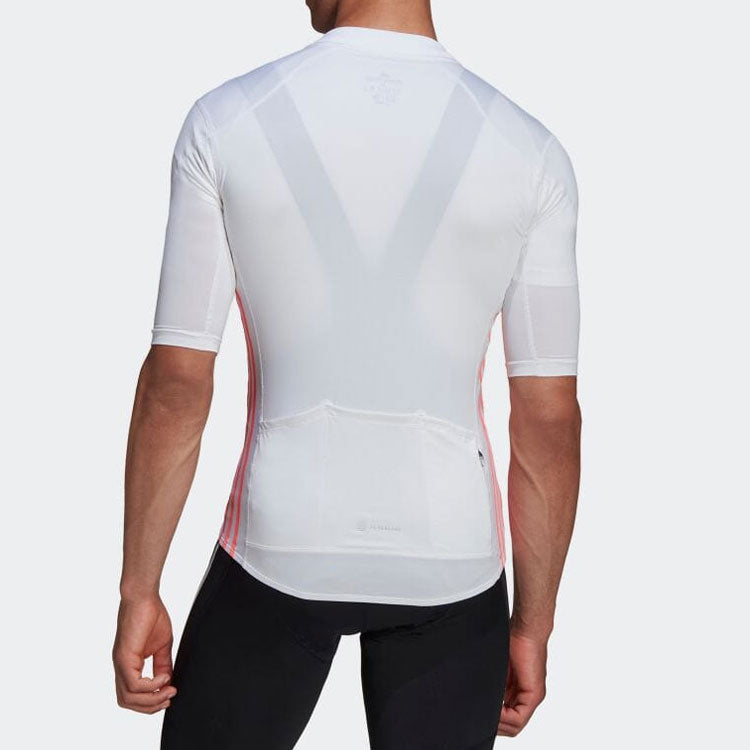 Men's adidas Logo Printing Stripe Zipper Half Sleeve White T-Shirt HB0534