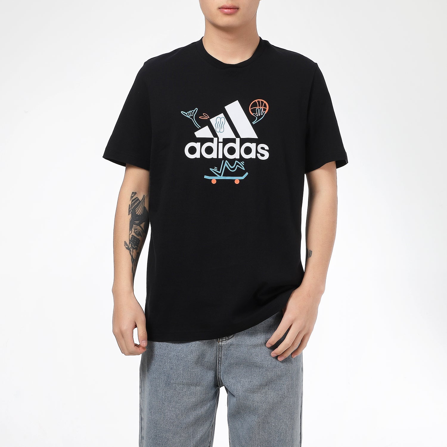 adidas Causual Sports Round Collar Printing Male Black GL3709