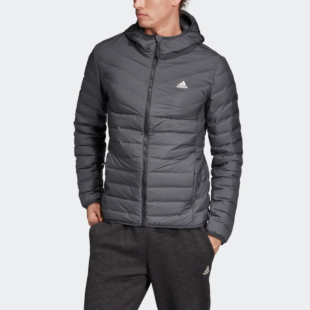 adidas Varilite 3s H J Stay Warm Outdoor logo hooded down Jacket Black DZ1420