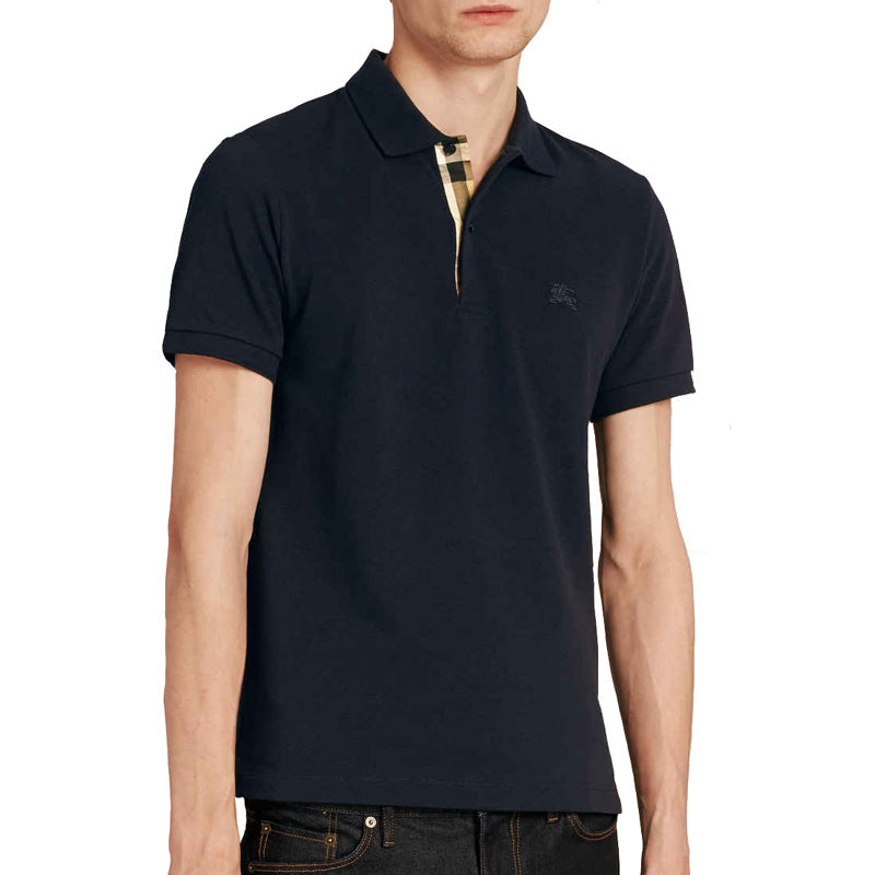 Burberry Logo lapel Short Sleeve Polo Shirt Navy Blue 80045781