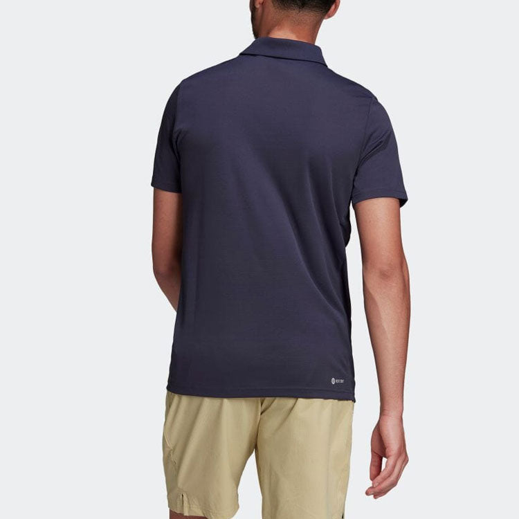 adidas Logo Printing Solid Color Short Sleeve Polo Shirt Navy Blue HC2717