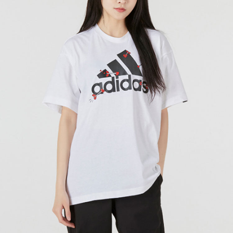 (WMNS) adidas SS22 Large Logo Printing Breathable Round Neck Short Sleeve Couple Style White GL0870