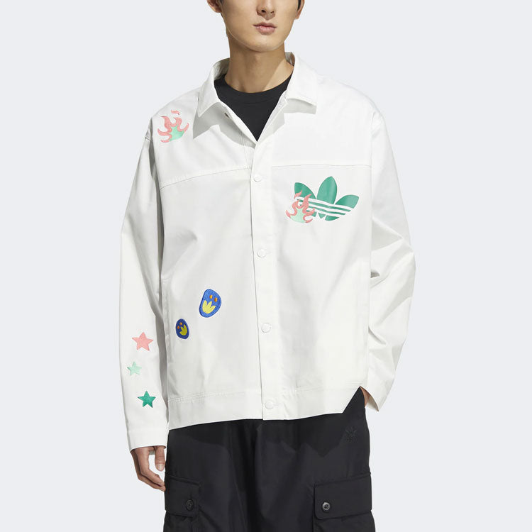 adidas originals SS22 Logo Cartoon Printing Sports Jacket Unisex White HP0116