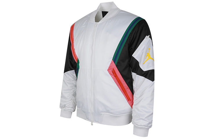 Air Jordan WINGS MA-1 Casual Sports Colorblock Stand Collar Jacket White CD5458-100