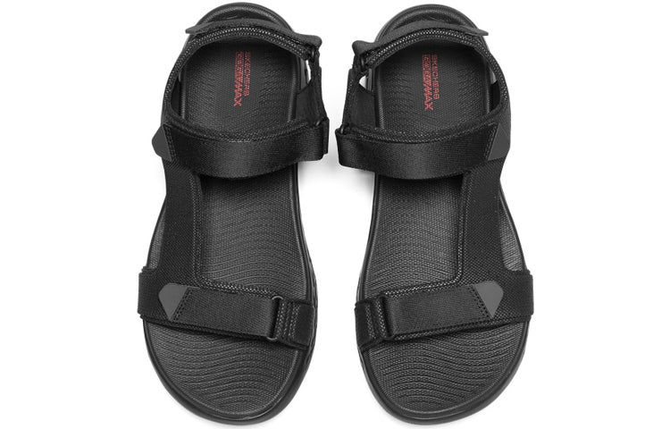 Skechers On The Go 600 Velcro Outdoor Open Toe Flat Heel Sports Full Black Sandals 55383-BBK