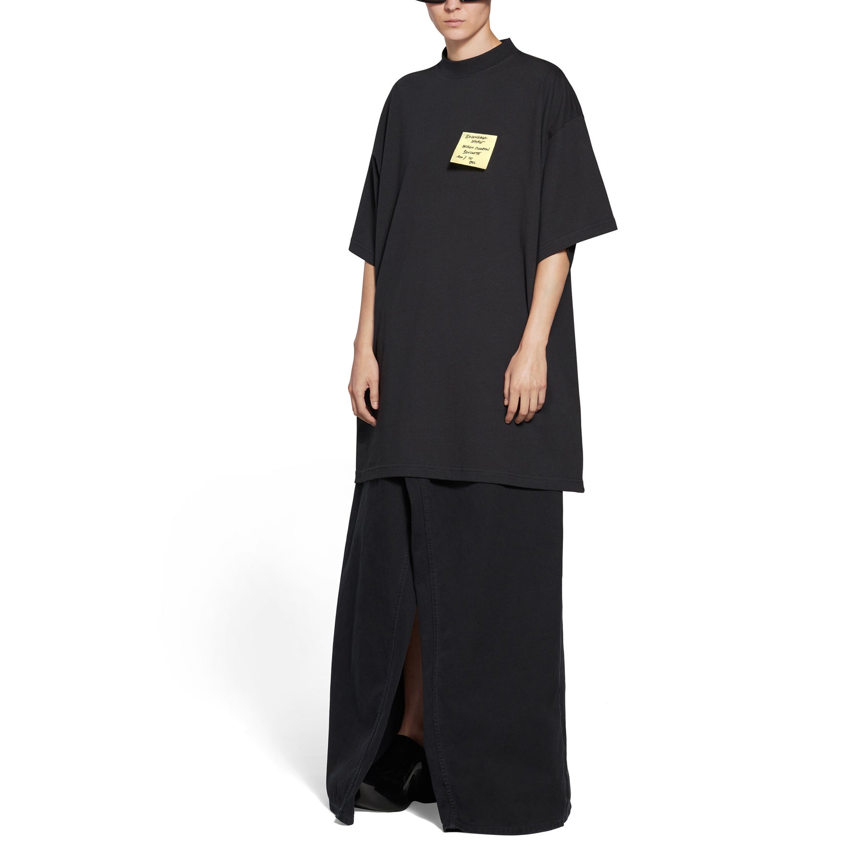 Balenciaga Post It T-Shirt Oversized 'Washed Black' 739028TOVD41055