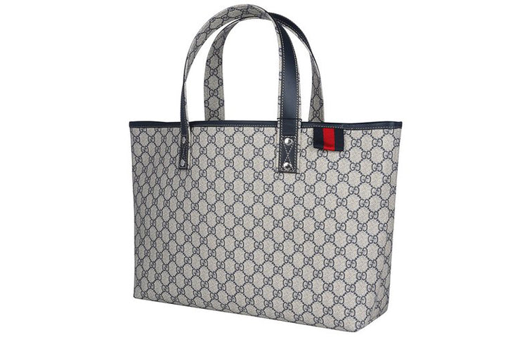(WMNS) Gucci Logo Leather Canvas Large Capacity Shoulder Bag Beige / Navy Blue 211134-KGD3N-4080