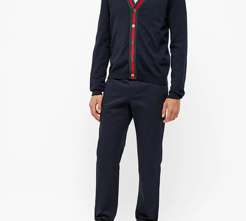 Gucci Logo Straight Pants For Men Navy 519546-Z396H-4265