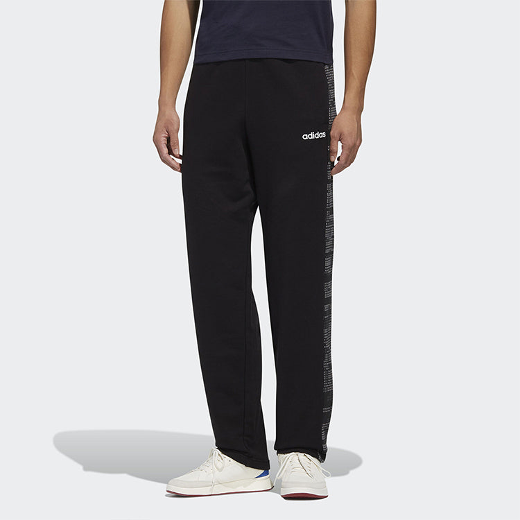 adidas M Ess Aop Pnt Running, Casual, Loose, Straight, Sports Pants, Black FM3435