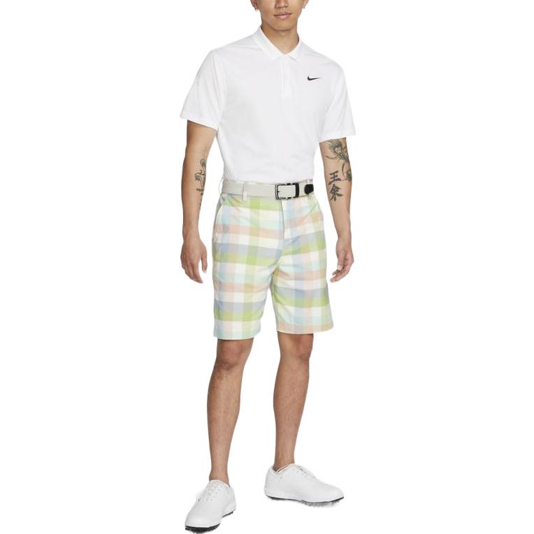 Men's Nike Dri-FIT SS22 Contrasting Colors Plaid Golf Casual Sports Shorts Light Green DH1295-494