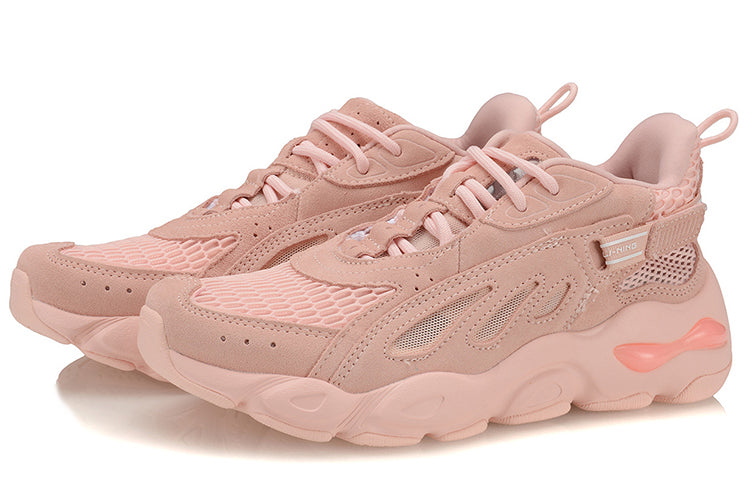 (WMNS) Li-Ning New York Fashion Week Breathable Lightweight Casual Dad Shoes Pink AGLP104-2