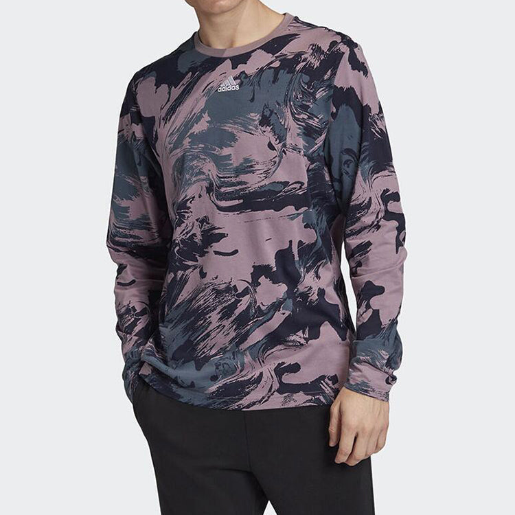 adidas Round Neck Cozy Breathable Stay Warm Sports Training Pullover Purple GG6726