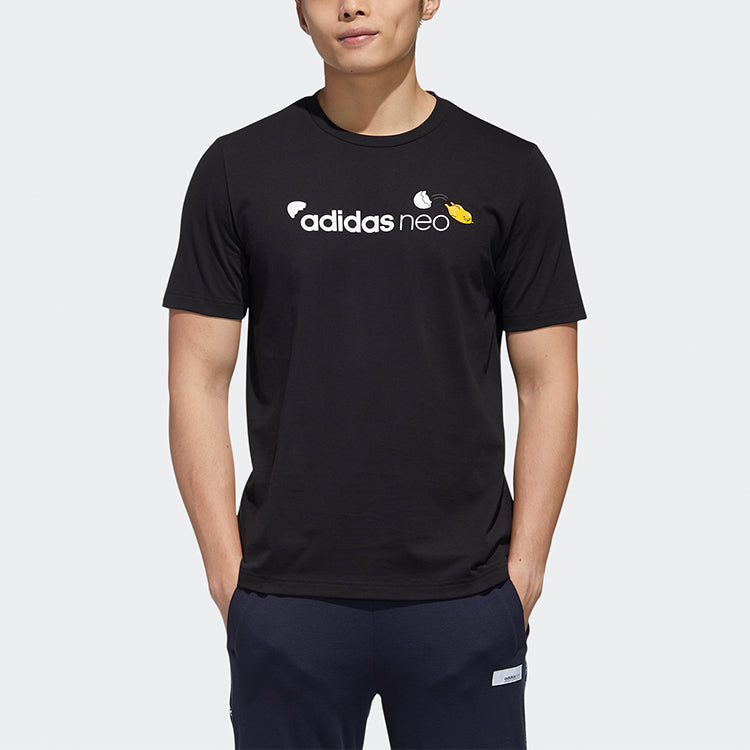 adidas neo x Sanrio Yellow Crossover Casual Sports Breathable Round Neck Short Sleeve Black GL7217
