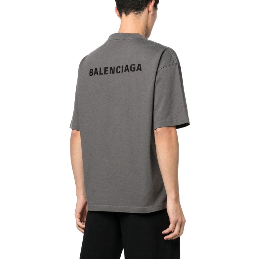 Balenciaga Embroidered-Logo Cotton T-shirt 'Grey' 612966TNVG91300