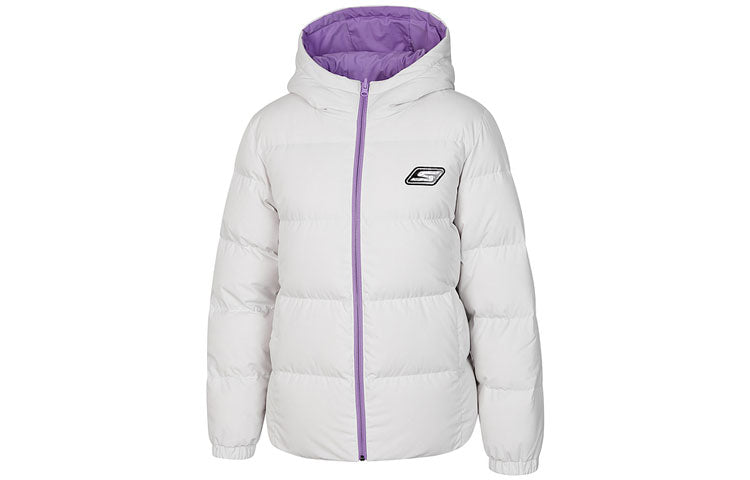 (WMNS) Skechers Lightweight Warm Reversible Down Jacket 'Black Grey Purple' P421W048