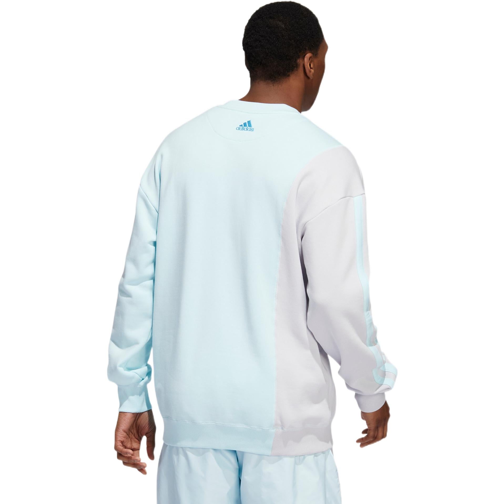 Men's adidas Trae Crew Design Round Neck Logo Printing Long Sleeves Blue HN7175