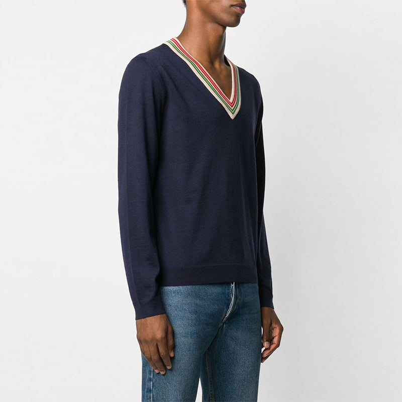 Gucci V Neck Sweater 'Navy' 599917-XKA5C-4437