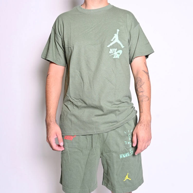 Travis Scott Cactus Jack x Jordan Crossover Pattern Short Sleeve 'Green' TC-305