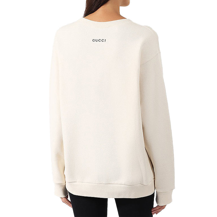 (WMNS) Gucci Cotton Tiger Printed Loose Sweatshirt White 469250-XJBI5-9381
