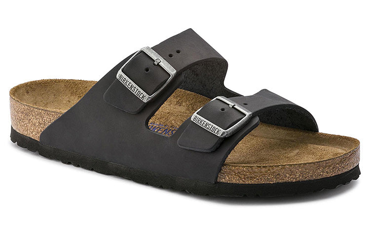 Birkenstock Arizona Oiled Nubuck Leather Sandals 'Black' 752481
