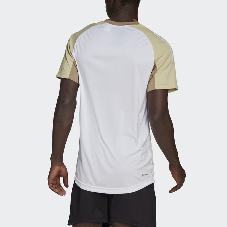 Men's adidas Round Neck Pullover Colorblock Short Sleeve White T-Shirt HP1884