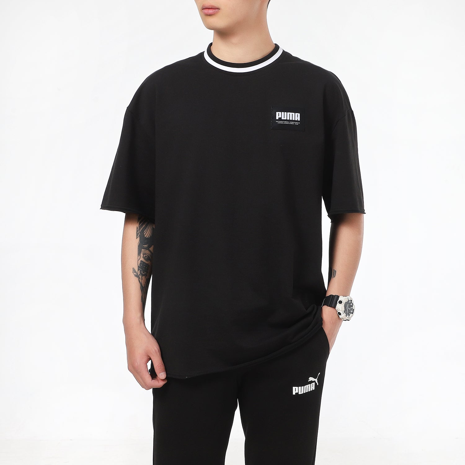 PUMA Solid Men Round Neck T-Shirt 'Black' 845861-01