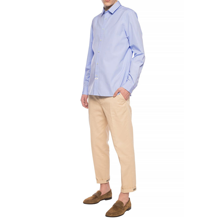 KENZO SS21 Cotton Causual Long Sleeve Shirt Male Blue FA55CH2151FA-65