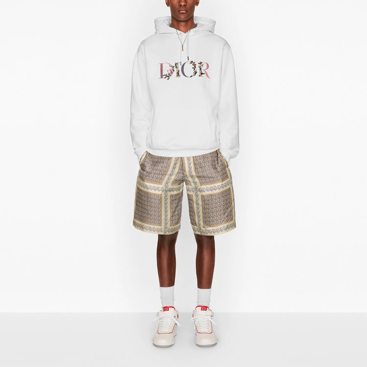 DIOR Flowers Floral Logo Embroidered Printed Loose Hooded Sweatshirt For Men Black 113J688A0531-C084