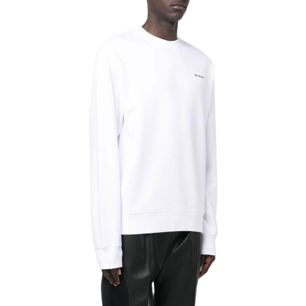 Men's Off-White SS22 Solid Color Logo Printing Round Neck Long Sleeves Version White OMBA057F22FLE01101100110