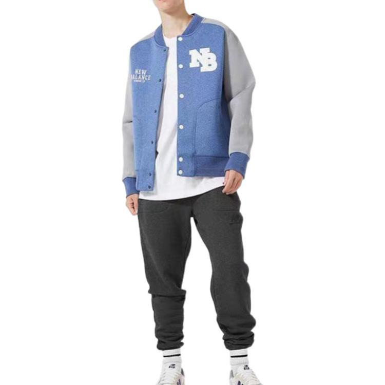 New Balance Stand Collar Woven Baseball Jacket Asia Sizing 'Blue Grey' AMJ61606-BNH